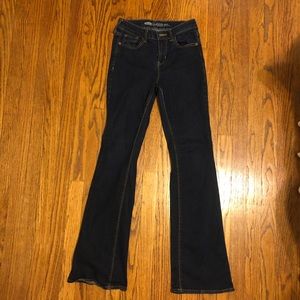 Flare bottom high rise jeans